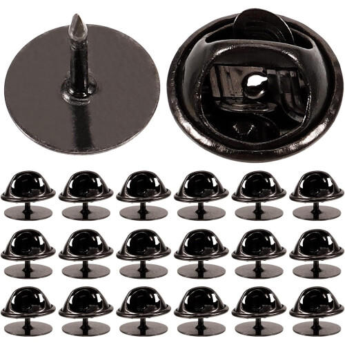 50Pcs Gun Black Lapel Pin Backs with 10Mm Copper Head Pins, Multi-Function Brooch Clutch Backing