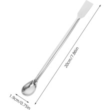 12 stk. laboratorieprøvetakingsskjeer i rustfritt stål, 20 cm firkantet hode, fortykket laboratoriespatel med dobbel omrøring