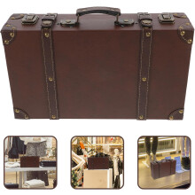 Vintage Koffer, Retro-Dekorationsaufbewahrungsbox, Holz-Ledertruhe, großes Fassungsvermögen