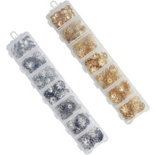 2 Pack 860pcs Mixed Pendants Metal Spacer Beads Copper Flower Beads with Storage Box