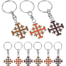 9-teiliger Kreuz-Schlüsselanhänger mit glatter Zinklegierungsoberfläche, robuste religiöse Taschenanhänger