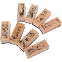 Lot de 8 tampons décoratifs en bois à motifs, outils de loisirs créatifs portables