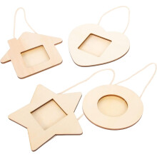 2 Sets unbehandelte herzförmige Holz-Fotorahmen für Valentinstag-DIY-Dekoration