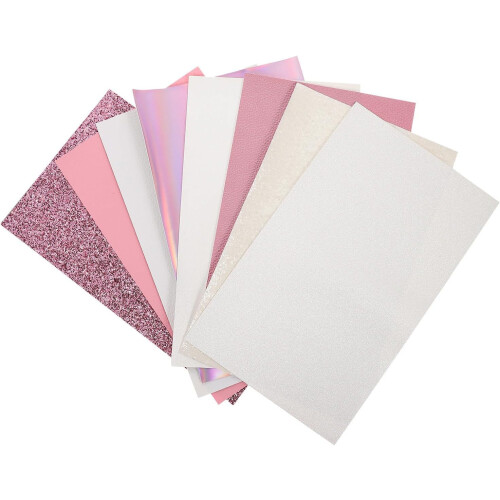 8 Sheets Handbag Making Leather Sewing Leather Fabric Decorative Pink White Folding Easy to Store