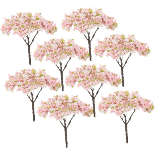 8pcs Miniature Cherry Blossom Trees Mini Garden Decoration Simulation Tree Ornaments