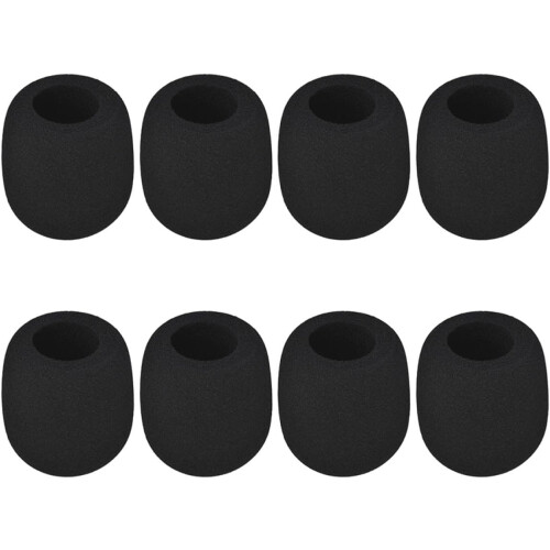 8pcs Black Microphone Sponge Cushion Replacement Pads Thick Windproof Covers to Reduce Noise