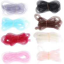 piezas de cordón trenzado de tubo de malla de nailon de 8 mm para accesorios de lazos para el cabello DIY, cordón de red de hilo elástico hueco