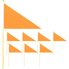 8pcs Orange Triangular Yard Marking Flags with Bamboo Stakes for Garden Irrigation, Construction Site