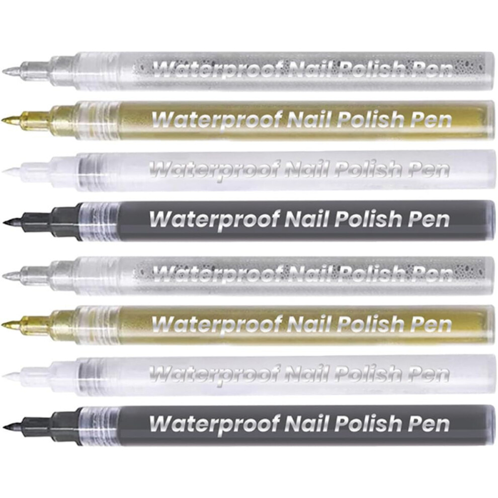Hkhbjs 8Pcs Nail Art Pens Paint Pens For Nail Polish Design Coloring Tools Liner Dotting Function For Diy Manicure Art Supplies