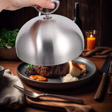 Steak-Buffetabdeckung aus Edelstahl mit verbesserter Isolierung, verdickter Eisenplatte, kugelförmig