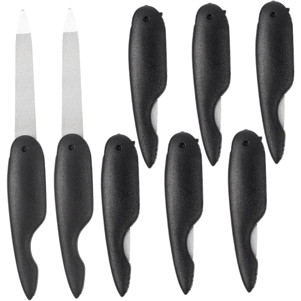 Hkhbjs Black 8Pcs Mini Folding Double-Sided Metal Nail Files Small Nail Buffers Portable Manicure Pedicure Tools