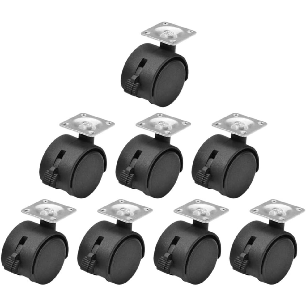 8Pcs 1.5-Inch Nylon Swivel Casters With Brake Flat Plate Wheels For Office Furniture Rolling Chair Replacement Wheels For Desk Chair And Cart 5455468168208