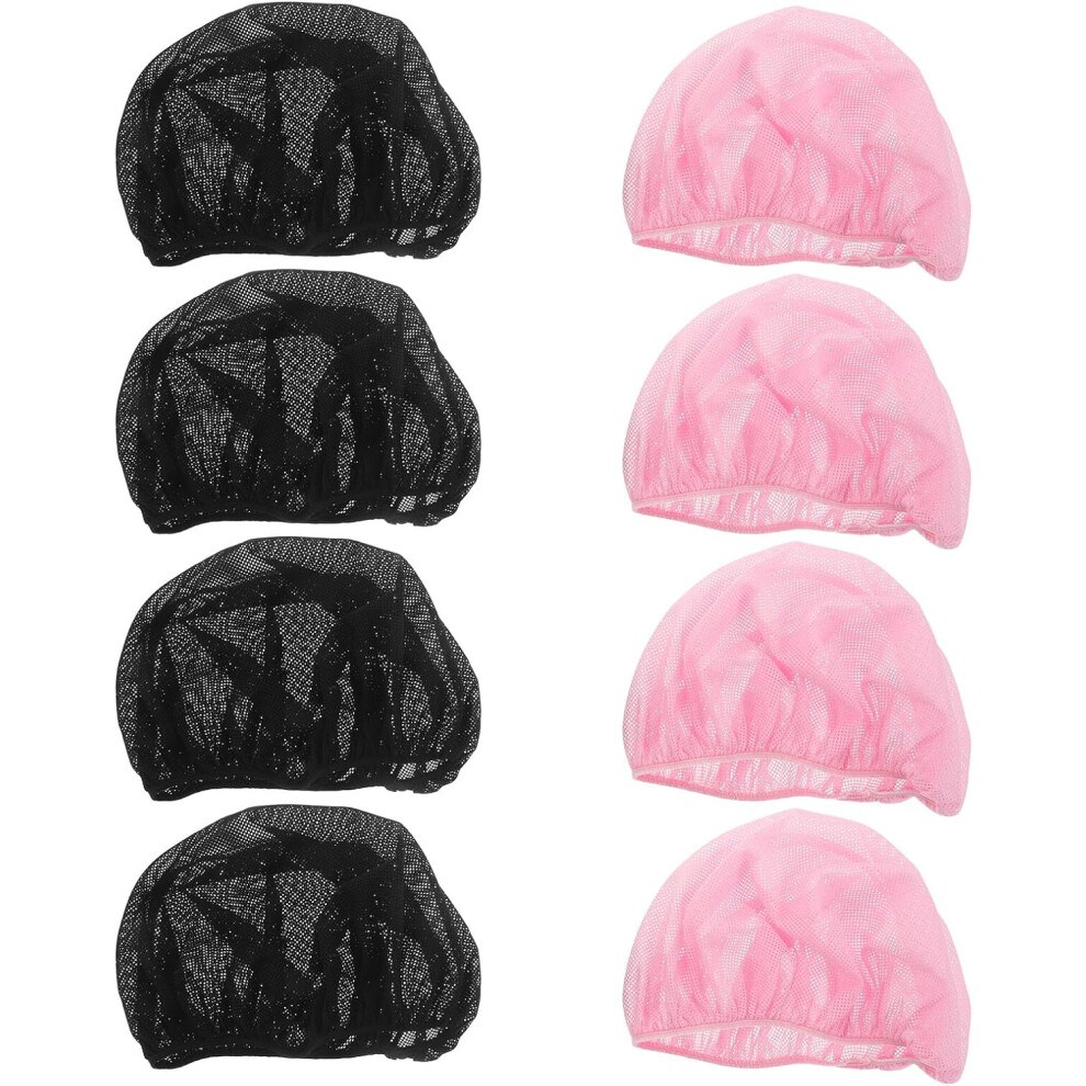 Hkhbjs Black/Pink 8Pcs Breathable Mesh Sleep Caps For Women Night Hair Bonnets With Full Elastic Band Reusable And Hair Mesh Hats Protection