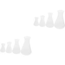 Lot de 8 fioles Erlenmeyer graduées, erlenmeyers coniques pour matériel de chimie, expériences scientifiques et filtration