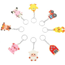 8er-Set Schlüsselanhänger mit Cartoon-Tiermotiven, PVC-Bauernhoftier-Taschenanhänger, dekorative Schlüsselringe, Rucksackanhänger