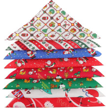 8 stuks kerststof vierkantjes van katoen voor quilten, patchwork, knutselen, naaien en huisdecoratie