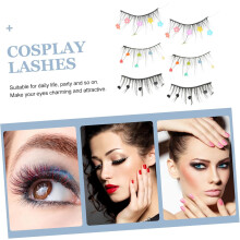 12 Paar kreative künstliche Wimpern für Damen, blumen- und herzförmig, mit Pailletten und Glitzer