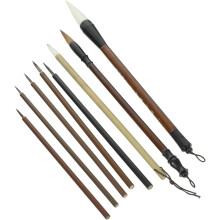 Set di 8 pennelli per calligrafia cinese con setole di lupo, ideali per principianti.