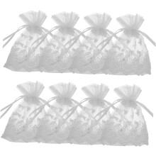 8 elegante Schmuckbeutel aus Spitze mit Kordelzug, bestickte Aufbewahrungsbeutel aus Netzgewebe