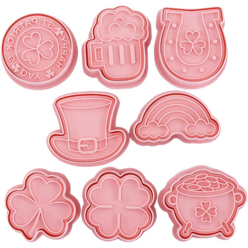 8-teiliges Blätter-Ausstechförmchen, rosa, St. Patrick's Day Backzubehör