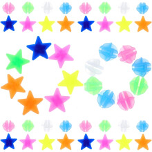 72pcs Bicycle Spoke Ornaments Plastic Beads, 36 Star-Shaped and 36 Luminous Round Beads Clip