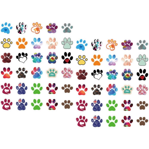 60Pcs Dog Paw Decal Stickers Multi-Use DIY Paw Pattern Scrapbook Stickers