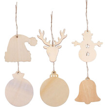 60 Stück Holzanhänger, Weihnachtsbastel-Ornamente, DIY-Weihnachtsdeko, Cartoon-Hängefigur