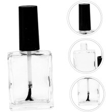 12pcs Nail Polish Sample Bottles Flat Rectangular Glass 15ml with Black Brush Caps Secure Cap Smooth Application
