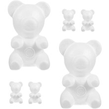 20 cm weißer Schaumstoffbär DIY-Set, 7-teiliges Set mit leeren Bärenformen