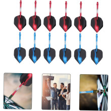 Juego de puntas de plumas para dardos de interior para principiantes, con plumas rojas y azules para uso recreativo.