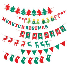 7-teiliges Set weihnachtlicher Filzbanner, Weihnachts-Hängefahnen mit Rentiermotiv