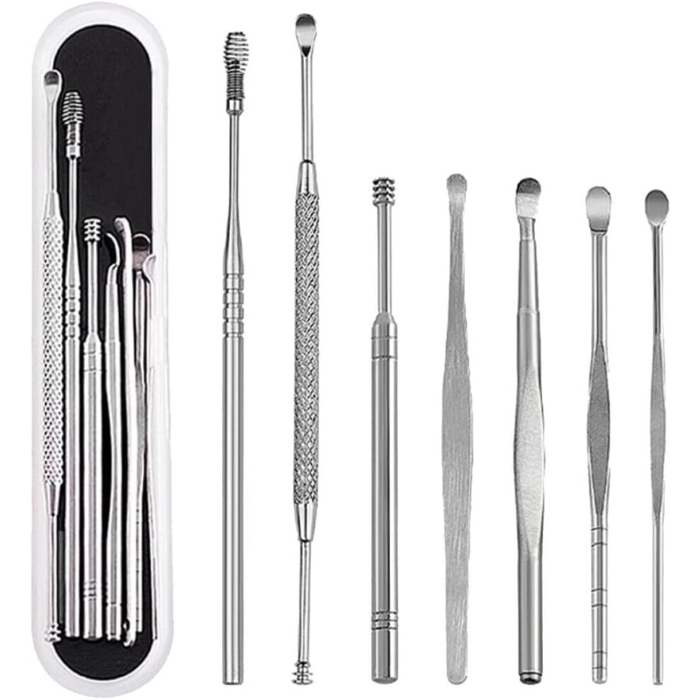 Hkhbjs Stainless Steel Earwax Removal Kit 7Pcs Set With Scoop And Wax Tools For Adult Ear Care And Safe Cleaning