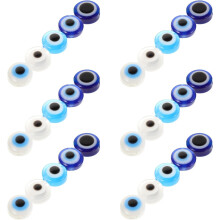 60pcs 8mm Flat Round Blue Evil Eye Beads Handmade DIY Jewelry Making Craft Charms