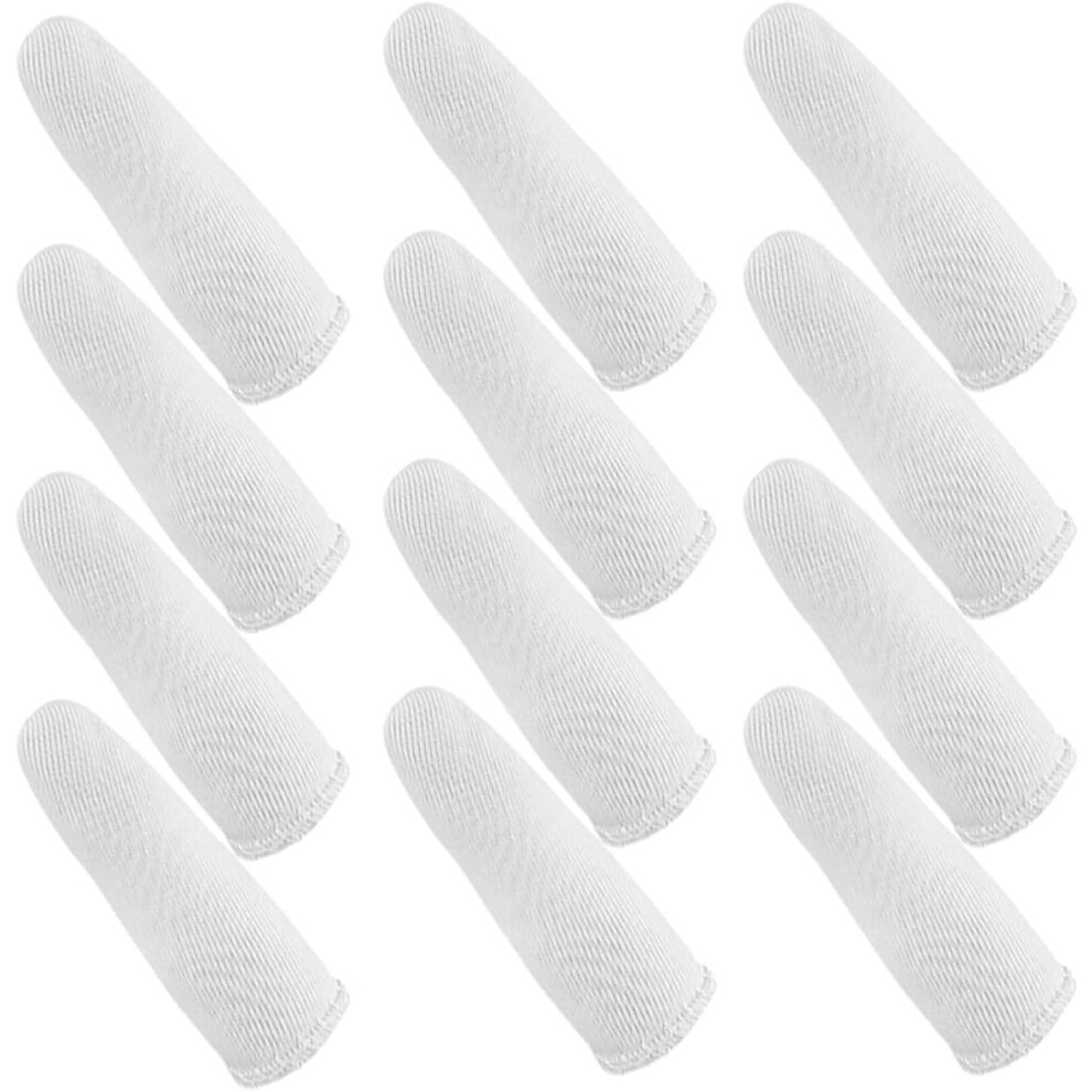 Hkhbjs White 60 Pcs Breathable Cotton Finger Covers Finger Cots Anti-Skid Fingertip Protectors