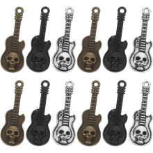 60-teiliges Set mit Totenkopf-Gitarrenanhängern, Mini-Gitarrenanhänger aus Metalllegierung, Schmuckzubehör für Musikinstrumente