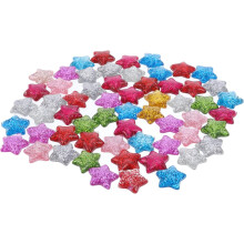 60Pcs 15Mm Mixed Color Flat Back Five-Pointed Resin Star Beads Glitter Craft Beads for DIY Jewelry Making and Handmade Accessories