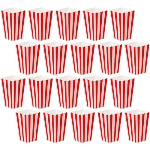 Boîtes à popcorn petit format, rouges et blanches, 60 sachets en papier pour les collations