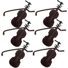 Mini-Geigen-Ornament-Set, 6-teiliges dekoratives Musikinstrumenten-Figuren-Set aus Holz