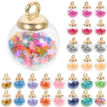 60 Stück Pailletten-Kristallkugel-Glaskugel-Anhänger, dekoratives Glas für DIY-Bastelbedarf, Schmuckzubehör, Anhängerschmuck