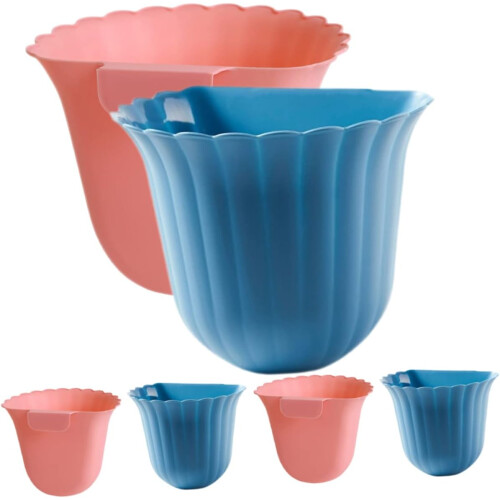 6pcs Wall-Mounted Flower Trash Can for Kitchen Waste Bin Hanging Waste Container Slim Bin Design