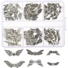 60 perles d'espacement en argent tibétain antique en forme d'ailes d'ange pour bijoux