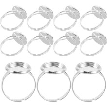 60 anneaux plats ajustables de 12 mm en argent, apprêts pour bijoux DIY