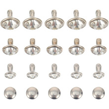 60 Stück Metallnieten für Kleidung mit weißen Strasssteinen und silbernem Rand, 6 mm, 8 mm, 10 mm, DIY-Ledernieten