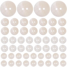 Lot de 60 boutons en coquillage naturel à deux trous pour la couture et le bricolage, tailles assorties : 15 mm, 18 mm et 20 mm.
