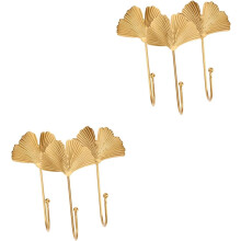 Lot de 6 crochets adhésifs en forme de feuille pour la cuisine et la salle de bain.