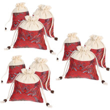 Lot de 9 petites pochettes à cordon en brocart pour ranger bijoux et pièces de monnaie