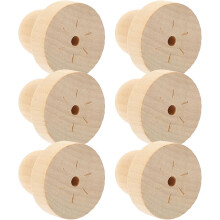 6 manici rotondi in legno per sigilli di cera, 3,8 cm, in legno massello.