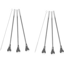 2 Sets Trinkhalme aus Edelstahl mit Filterfunktion, Rührlöffel und Strohhalm für losen Tee, Küchenzubehör