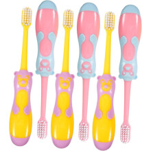 Lot de 6 brosses à dents mixtes pour garçons et filles, motif cochons, poils souples, couleurs aléatoires.