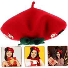 Modische Weihnachtsmütze, Damenmütze, kuschelige Wollmütze für den Winter, Rot
